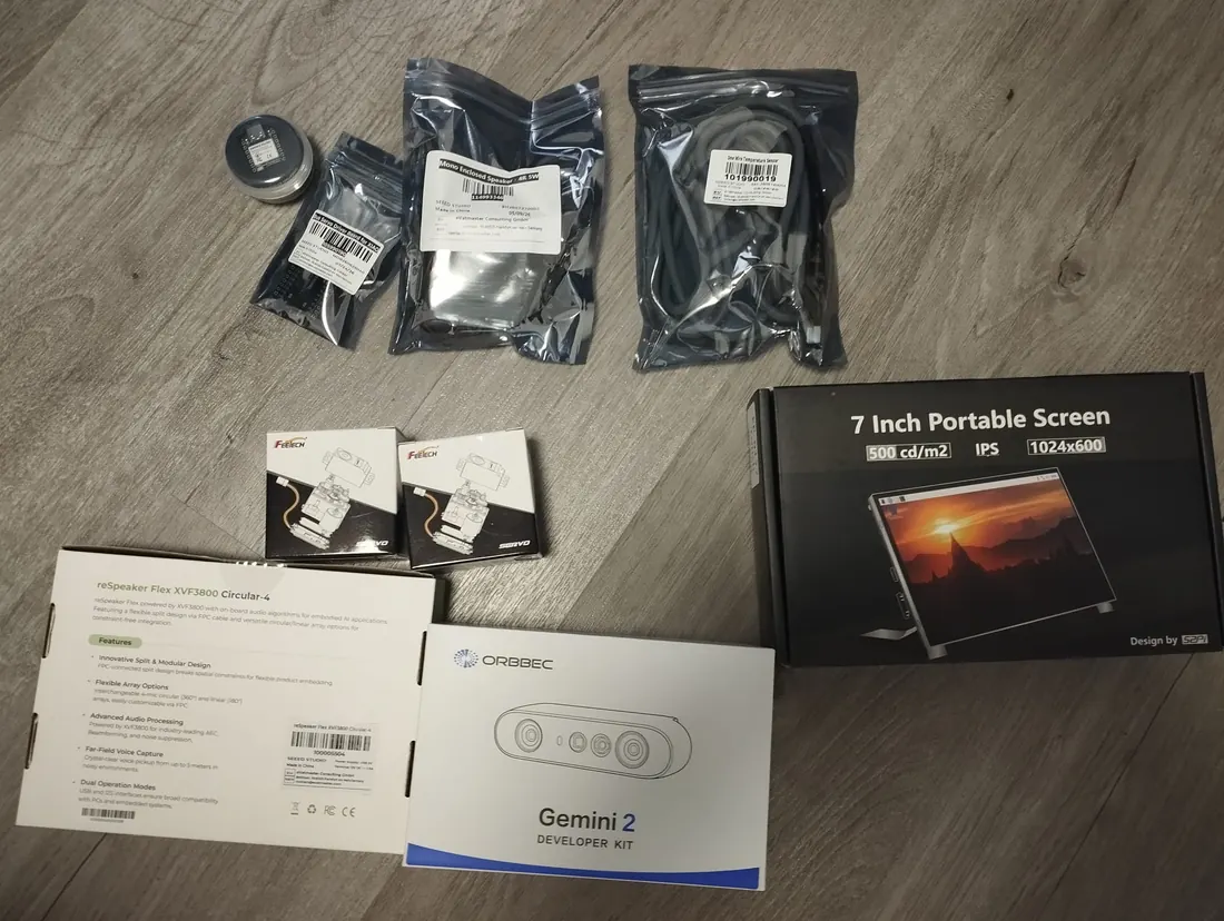 The supplied components before assembly.